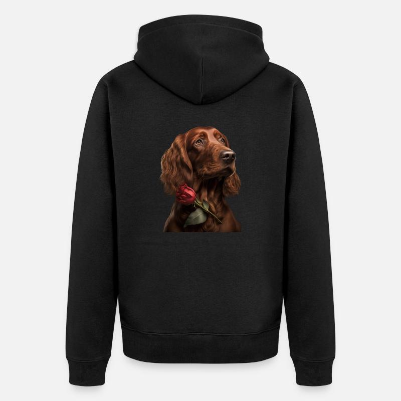 Irish Red Setter Saint-Valentin - Veste à capuche bio Premium Unisexe - noir
