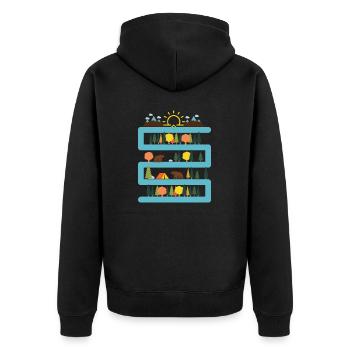 Adventure Travel Hiking Mountain - Unisex Premium Organic Zip Hoodie - black - Back - Nico (187cm)