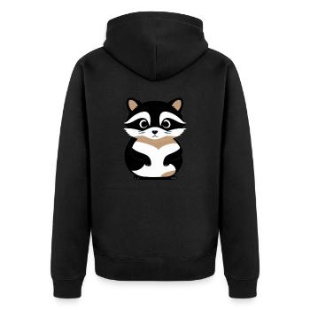 Ratons laveurs Mignon Dessin animé Raton laveur 3 - Veste à capuche bio Premium Unisexe - noir - Dos - Nico (187cm)