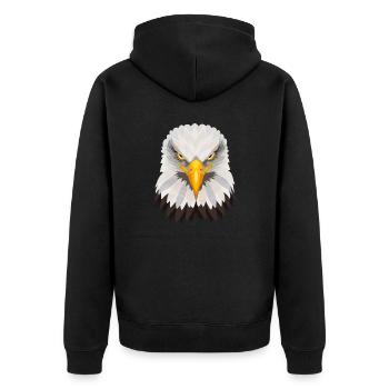 Weißkopfseeadler - Unisex Premium Bio Zip Hoodie - Schwarz - Hinten - Nico (187cm)