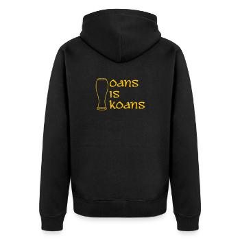 oans is koans - eins ist keins - Dialekt - Unisex Premium Bio Zip Hoodie - Schwarz - Hinten - Nico (187cm)