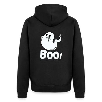 Boo Geist - Unisex Premium Bio Zip Hoodie - Schwarz - Hinten - Nico (187cm)