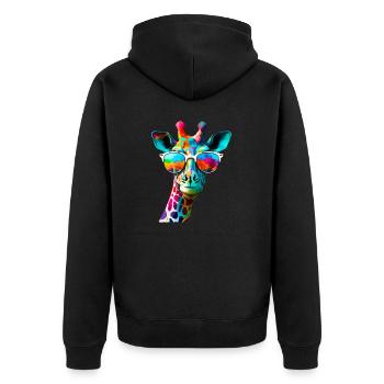 Girafe fun couleur avec lunettes de soleil - Veste à capuche bio Premium Unisexe - noir - Dos - Nico (187cm)