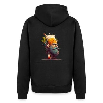 Cooles Kreatives Craft Bier Motiv - Unisex Premium Bio Zip Hoodie - Schwarz - Hinten - Nico (187cm)
