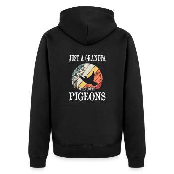 Juste un grand-père qui aime les pigeons - Veste à capuche bio Premium Unisexe - noir - Dos - Nico (187cm)