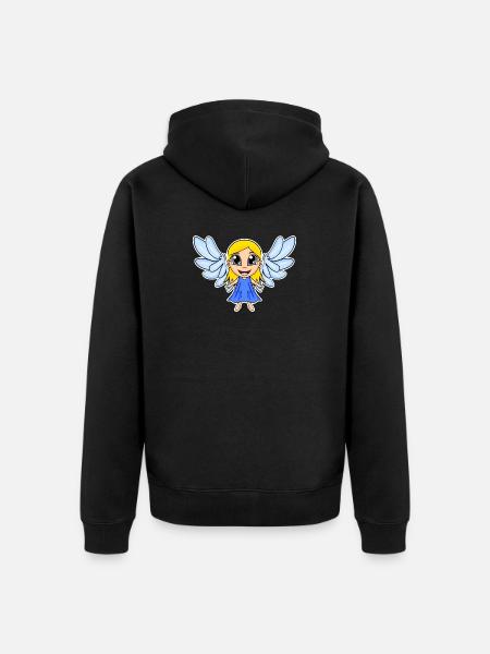 Engel Mädchen Flügel - Unisex Premium Bio Zip Hoodie - Schwarz