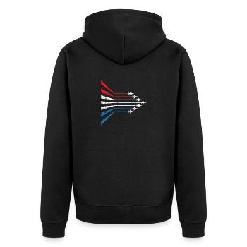 American Flag USA Airplane Jet Fighter 4th of July - Unisex Premium Organic Zip Hoodie - black - Back - Nico (187cm)