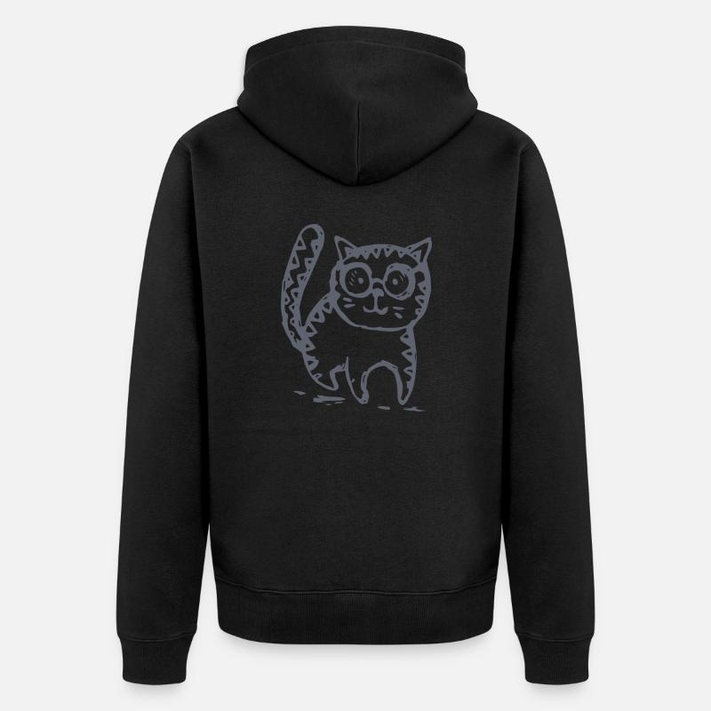 Katze - Unisex Premium Bio Zip Hoodie - Schwarz
