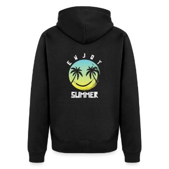 Enjoy Summer - Unisex Premium Organic Zip Hoodie - black - Back - Nico (187cm)