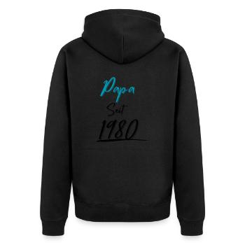 Papa seit 1980 - Unisex Premium Bio Zip Hoodie - Schwarz - Hinten - Nico (187cm)