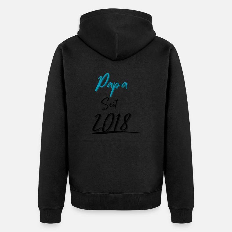 Papa seit 2018 - Unisex Premium Bio Zip Hoodie - Schwarz