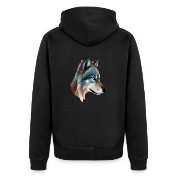 Wolf - Unisex Premium Bio Zip Hoodie - Schwarz - Hinten - Nico (187cm)
