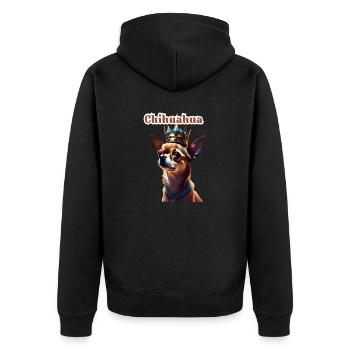 Chihuahua mit Krone Shirt and Accessoires - Unisex Premium Bio Zip Hoodie - Schwarz - Hinten - Nico (187cm)