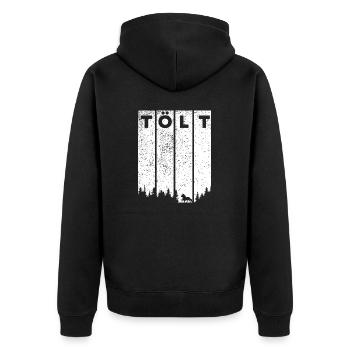 Tölt im Tannenwald - Unisex Premium Bio Zip Hoodie - Schwarz - Hinten - Nico (187cm)