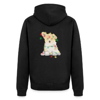 Weihnachtlicher lustiger Hund - Unisex Premium Bio Zip Hoodie - Schwarz - Hinten - Nico (187cm)
