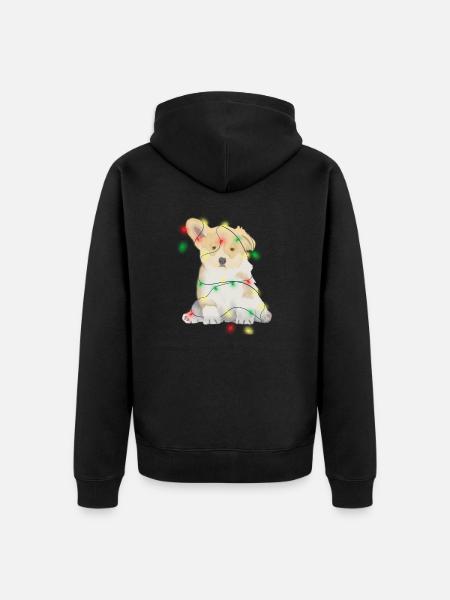 Christmas funny dog - Unisex Premium Organic Zip Hoodie - black