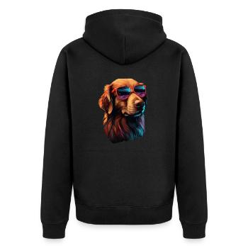 Hovawart Cool - Hovawart Hund - Unisex Premium Bio Zip Hoodie - Schwarz - Hinten - Nico (187cm)