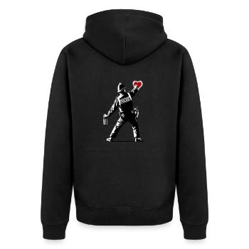 Police StreetArt - Unisex Premium Bio Zip Hoodie - Schwarz - Hinten - Nico (187cm)