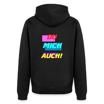 DU MICH AUCH - Unisex Premium Bio Zip Hoodie - Schwarz - Hinten - Nico (187cm)