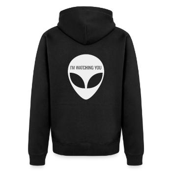 I M WATCHING YOU - UFO Alien - Unisex Premium Organic Zip Hoodie - black - Back - Nico (187cm)