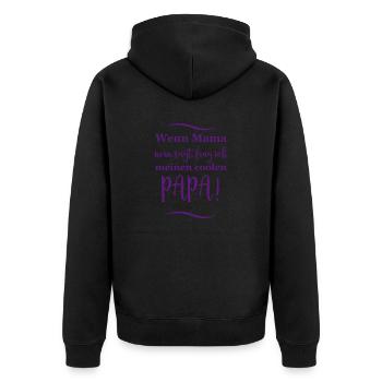 lustige sprüche cooler papa - Unisex Premium Bio Zip Hoodie - Schwarz - Hinten - Nico (187cm)