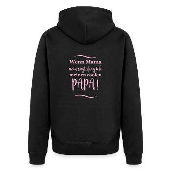 lustige sprüche mama & papa - Unisex Premium Bio Zip Hoodie - Schwarz - Hinten - Nico (187cm)