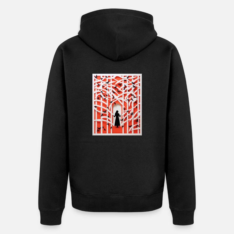 Papier découpé Oiseaux - Veste à capuche bio Premium Unisexe - noir