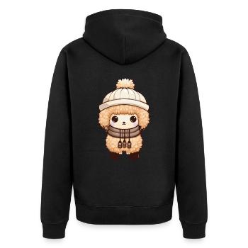 Alpaga Animal bébé Lama bande dessinée hiver - Veste à capuche bio Premium Unisexe - noir - Dos - Nico (187cm)