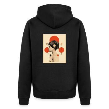 Leo - Unisex Premium Organic Zip Hoodie - black - Back - Nico (187cm)