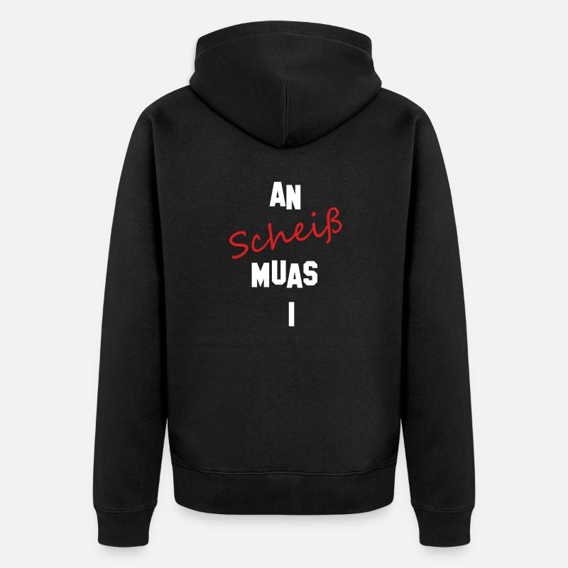 an scheiß muas i - Unisex Premium Bio Zip Hoodie - Schwarz