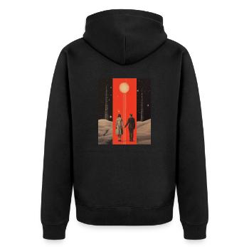 To the moon and back collage - Unisex Premium Organic Zip Hoodie - black - Back - Nico (187cm)