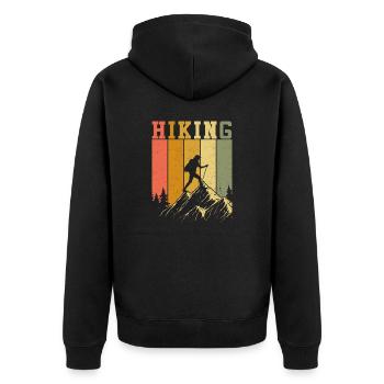 Wandern | Bergsteiger | Wanderlust | Klettern - Unisex Premium Bio Zip Hoodie - Schwarz - Hinten - Nico (187cm)