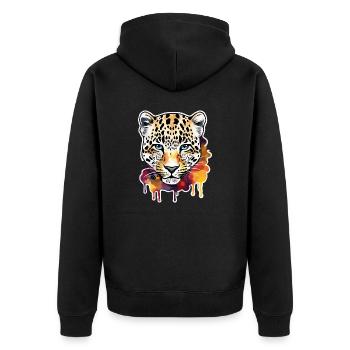 Leopard / Cheetah / Animal / Animal Print / Pattern - Unisex Premium Organic Zip Hoodie - black - Back - Nico (187cm)