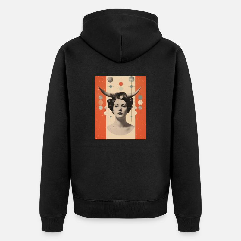 Steinbock Collage Kunst Astrologie - Unisex Premium Bio Zip Hoodie - Schwarz