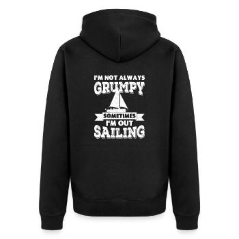 I'm not always grumpy, sometimes I'm out Sailing - Unisex Premium Organic Zip Hoodie - black - Back - Nico (187cm)