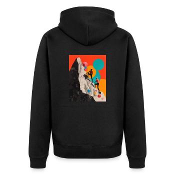 Collage für ein paar Kletterer - Unisex Premium Bio Zip Hoodie - Schwarz - Hinten - Nico (187cm)