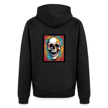 gedankenstürme two - Unisex Premium Bio Zip Hoodie - Schwarz - Hinten - Nico (187cm)