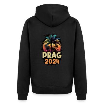 Prag 2024 Urlaub Spruch - Unisex Premium Bio Zip Hoodie - Schwarz - Hinten - Nico (187cm)