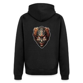 Kabuki Maske / Japanische Kunst / Theater / Antik - Unisex Premium Bio Zip Hoodie - Schwarz - Hinten - Nico (187cm)