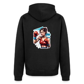 Boxer / Sport / Fight / Arena / Boxing Ring / Fists - Unisex Premium Organic Zip Hoodie - black - Back - Nico (187cm)