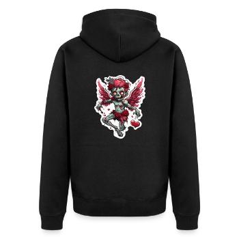 Amor / Liebe / Pfeil / Herz / Valentinstag - Unisex Premium Bio Zip Hoodie - Schwarz - Hinten - Nico (187cm)