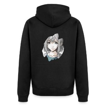 Anime Teenage Girl Gris - Veste à capuche bio Premium Unisexe - noir - Dos - Nico (187cm)