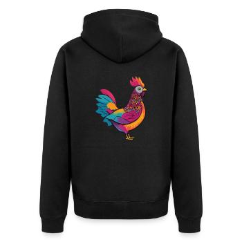 Poule mignonne et colorée - Veste à capuche bio Premium Unisexe - noir - Dos - Nico (187cm)