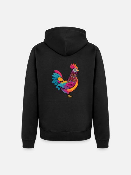 Niedliche und bunte Henne - Unisex Premium Bio Zip Hoodie - Schwarz