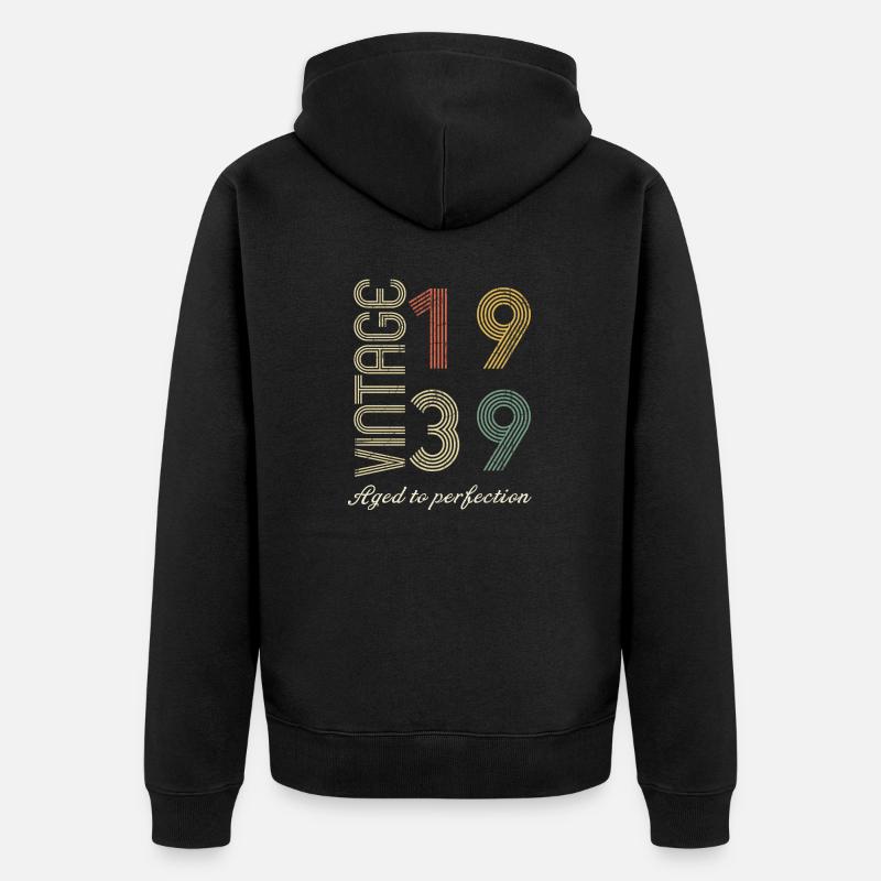 Cadeau d’anniversaire 85 ans - 1939 - Veste à capuche bio Premium Unisexe - noir