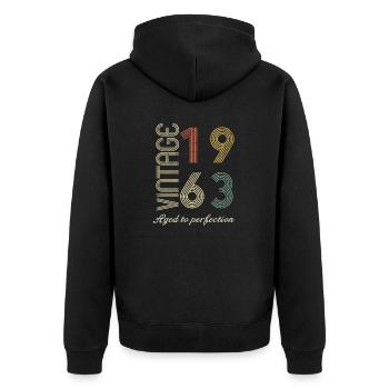 Birthday gift 61 years old - 1963 - Unisex Premium Organic Zip Hoodie - black - Back - Nico (187cm)
