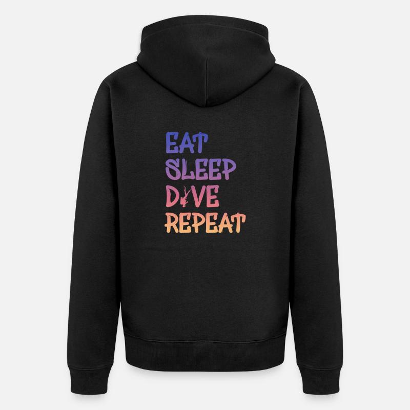 eat sleep dive repeat - Unisex Premium Bio Zip Hoodie - Schwarz
