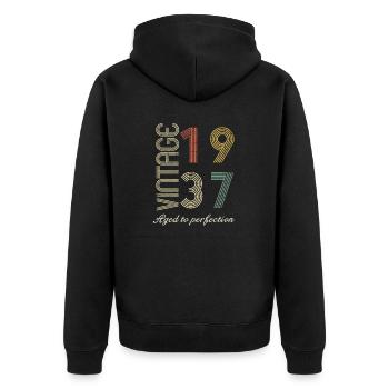 Birthday gift 87 years old - 1937 - Unisex Premium Organic Zip Hoodie - black - Back - Nico (187cm)