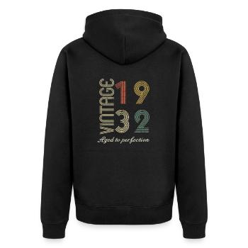 92 Years Birthday Gift - 1932 - Unisex Premium Organic Zip Hoodie - black - Back - Nico (187cm)