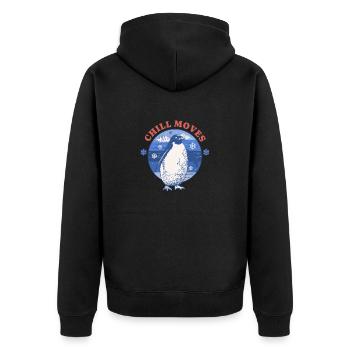 Penguin Lover Playful Happy Cheerful Arctic Flip - Unisex Premium Bio Zip Hoodie - Schwarz - Hinten - Nico (187cm)